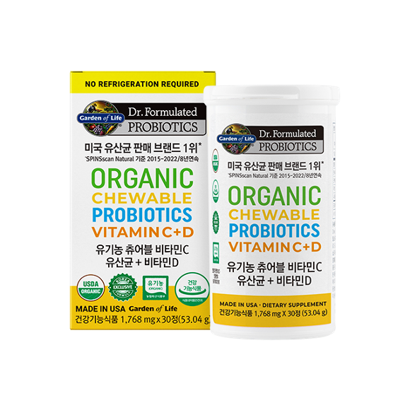 닥터포뮬레이티드 프로바이오틱스 유기농 츄어블 비타민C 유산균 + 비타민D